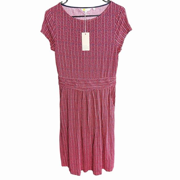Boden Dresses & Skirts - BODEN Amelia Jersey Knit Dress Pink Blue White Geo Amelie J0326 Sz 6R US NWT